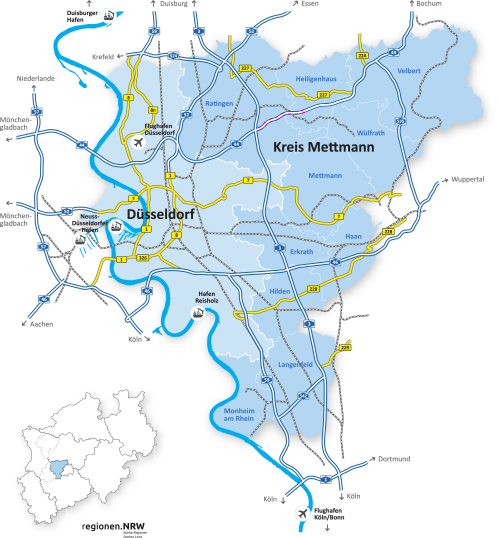 Karte Düsseldorf - Kreis Mettmann
